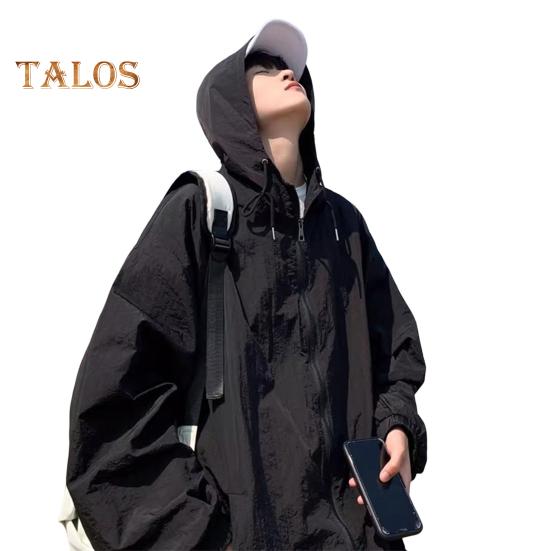 

Мужская солнцезащитная куртка с эластичными манжетами, свободная посадка на молнии, капюшон с защитой от брызг/ветрозащита, карманы на молнии, уличное пальто XXXL чёрный