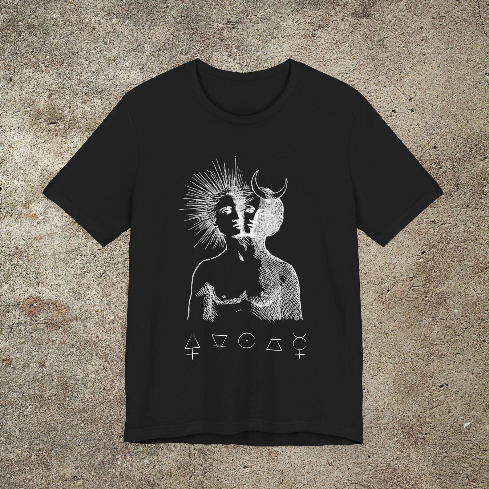 Alchemy Rebis T-shirt, Sun and Moon, Esoteric Hermetic Tee L
