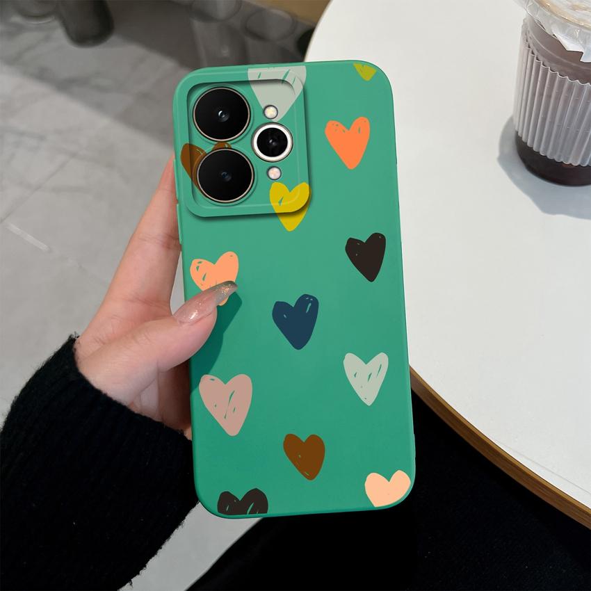 For Realme 15 15T 15X C71 C73 C33 C35 C21Y C25S Note 70 70T Phone Case Fashion Love Heart Patterns Liquid Silicone Protective Shell For Realme Housing