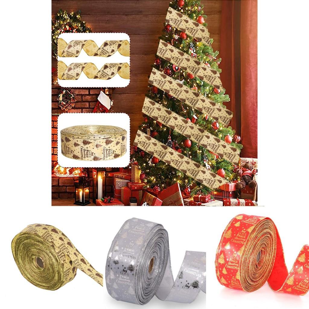 Christmas Beautiful 63cm Tree Ribbon Festive Ornaments With Distinctive Letter Prints
