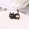 Black Enchanting Cat Animal Badge Unique Cartoon Style Brooch Durable Finish Glittering