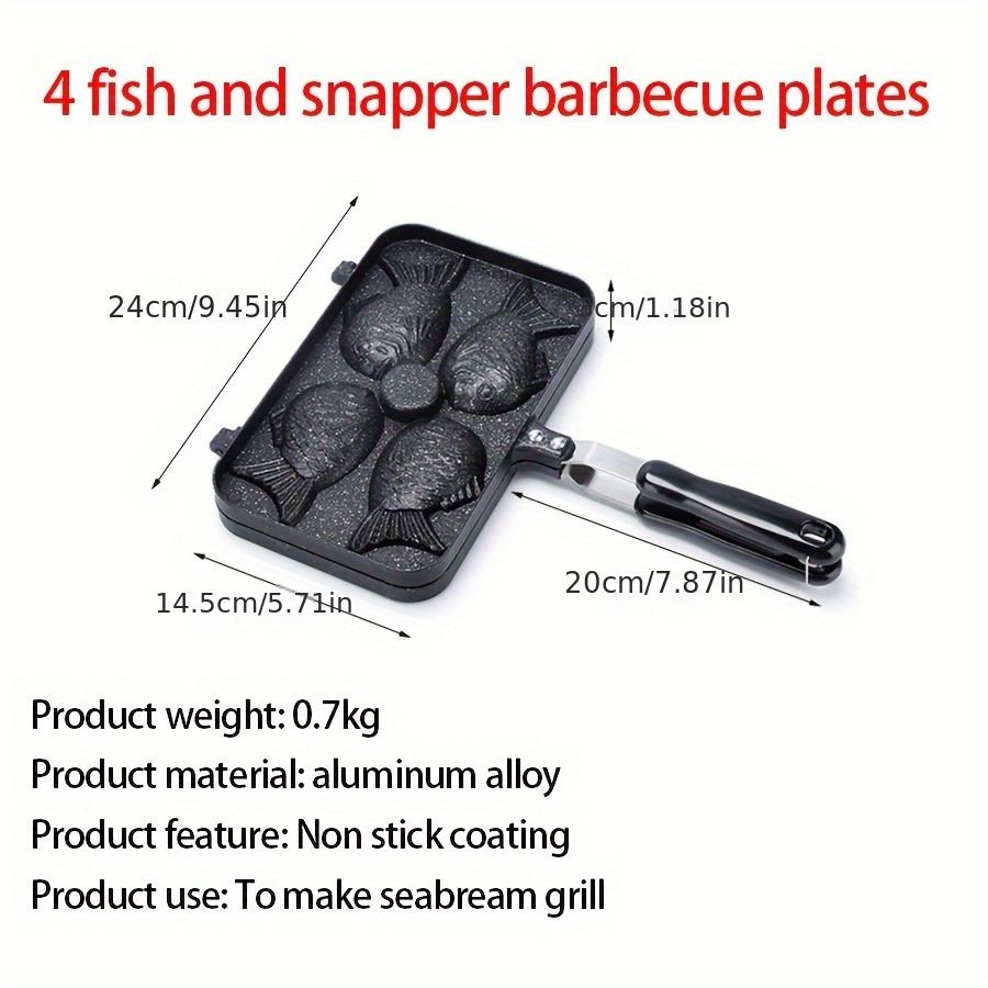 Taiyaki Fischform Waffelmaker Aluminiumlegierung Doppelseitig Unbeschichtet 6-Kammer-Formpfanne für Snacks Kuchen Antihaftbeschichtete Oberfläche