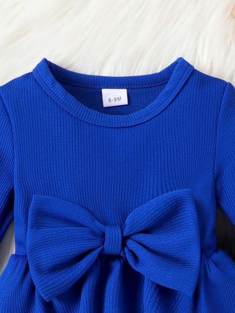 Niebieski komplet z długim rękawem i spodniami dla dziewcząt europejskich i amerykańskich