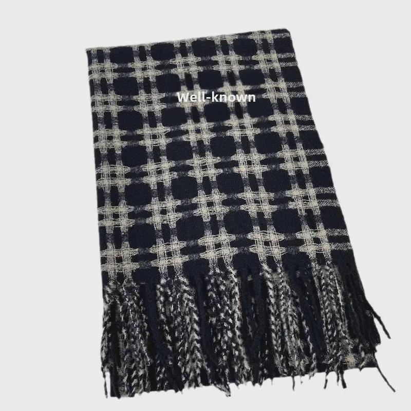 2024 Winter Women's Plaid Scarf: Korean Retro Style, Warm Imitation Cashmere Shawl for Students and Couples