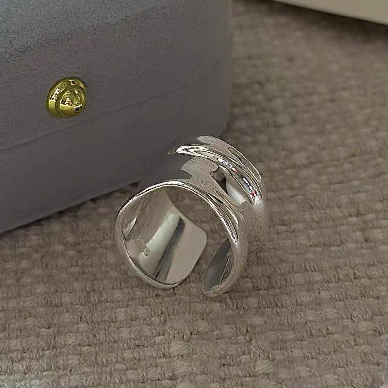 Xiaomi 925 Sterling Silver Rings for Women Couple Minimalist Handmade Simple Wide Ring Fine Jewelry Gift Prevent Allergy