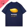 T-shirt med mangofruktstryck, Sommar kortärmad i ren bomull, Trendig ny stil för både män och kvinnor, Streetwear-tröjor
