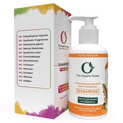 Szampon Keratynowy Roślinny Przeciw Wypadaniu Włosów - Bez Siarczanów, Organiczny, Szampon Zagęszczający dla Kobiet i Mężczyzn, Nawilżający i Hydratyzujący - Idealny na Wypadanie Włosów
