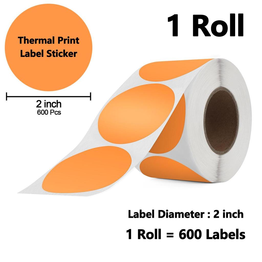 Термонаклейки круглі 2 дюйми, самоклейні, для прямого термодруку, багатоцільові наклейки для принтера для DIY дизайну логотипу, QR-коду, бейджа