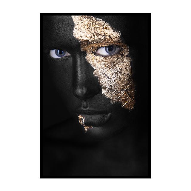 African Woman Canvas Poster Gold Foil Mask Jewelry Decorative Painting Living Room Wall Painting for Modern Home Decor Painting