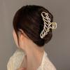 Elegante Metall Strass Haar Klaue Gold Farbe Hohl Geometrie Haar Clips für Frauen Vintage Haarnadel Haar Krabben Haar Zubehör