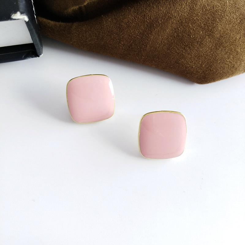 

Retro Wine Red Square Stud Earring for Women Korean Simple Geometry Temperament Zircon Christmas Girlfriend Gift
