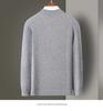 100% Sheepskin Thick Half High Collar Woolen Sweater Men's Jacquard Business Casual Middle aged Bottom Coat