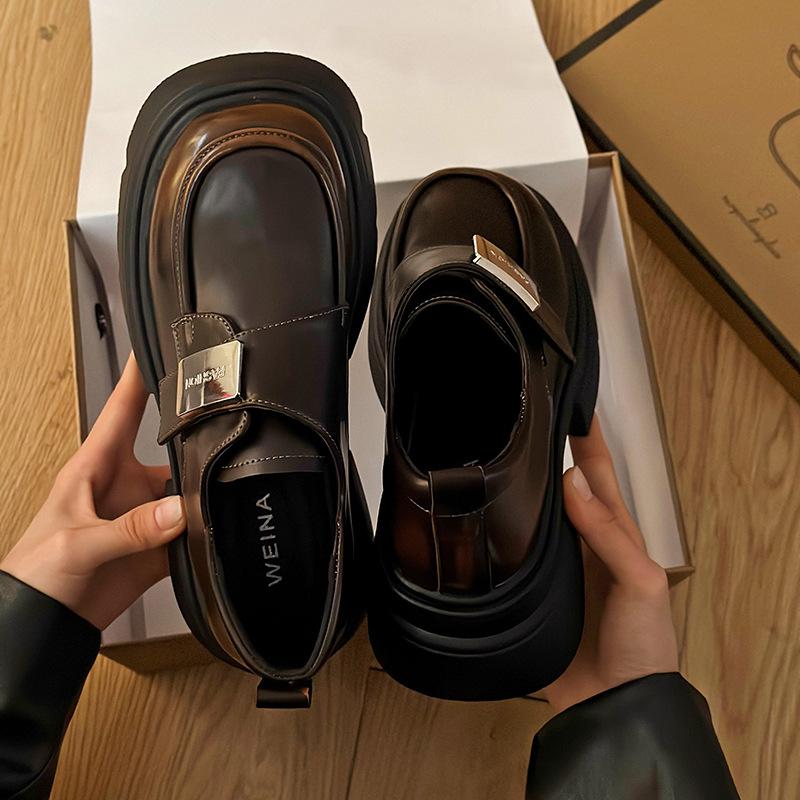 Leather Platform Loafers Women's 2025 New Autumn British Style Small Leather Shoes Women's Versatile Mary Jane Women's Shoes