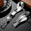 Half Polished Stainless Steel Folding Spork Lightweight Outdoor Dinner Spork Flatware For Travel Camping Backpacking