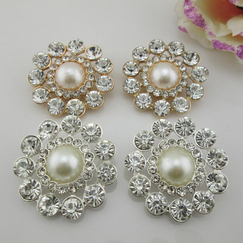 5pcs Large Ivory Pearl Rhinestone Buttons for Crafts Sewing Accessories Metal Buttons for Clothing