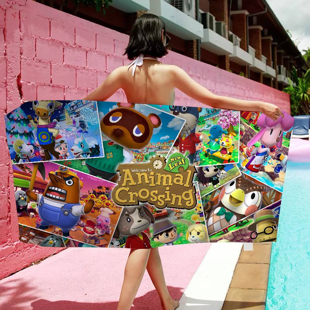 A-Animal C-Crossing Beach Towel Colorful Bath Towels For Girl Microfiber Quick Dry Custom Sand Free Beach Yoga Spa Gym Pool