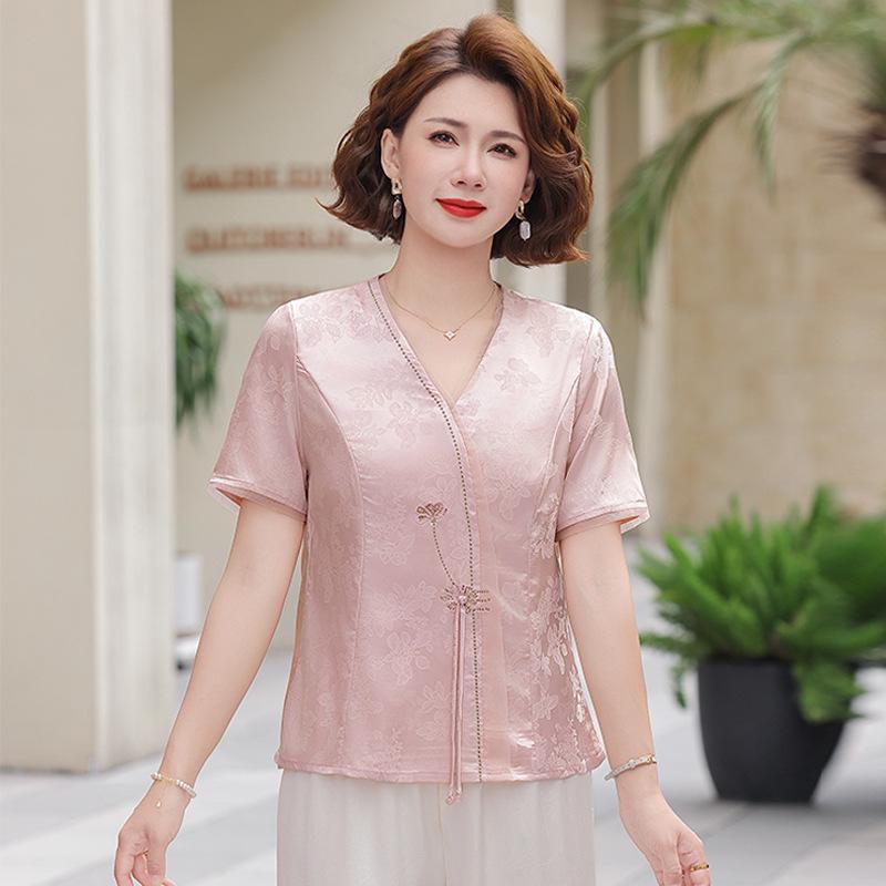 

2026 Summer Fashion Short Sleeve Top for Middle-Aged Women - Casual & Stylish T-Shirt XL (95-110 pounds)