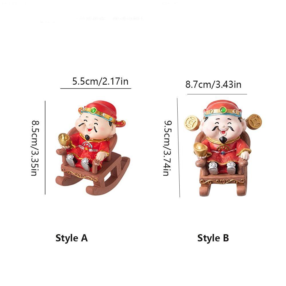 Resin God of Wealth Ornament Best Wishes Fortune Desktop Decoration Workstation Ornament