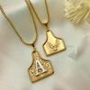 New Fashion Light Luxury 26 Initials Western Denim Color Retro High-end Necklace Pendant