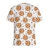 Chocolate Chip Cookie Seamless Pattern 3D All Over Print Short Sleeve T-Shirt Casual Top