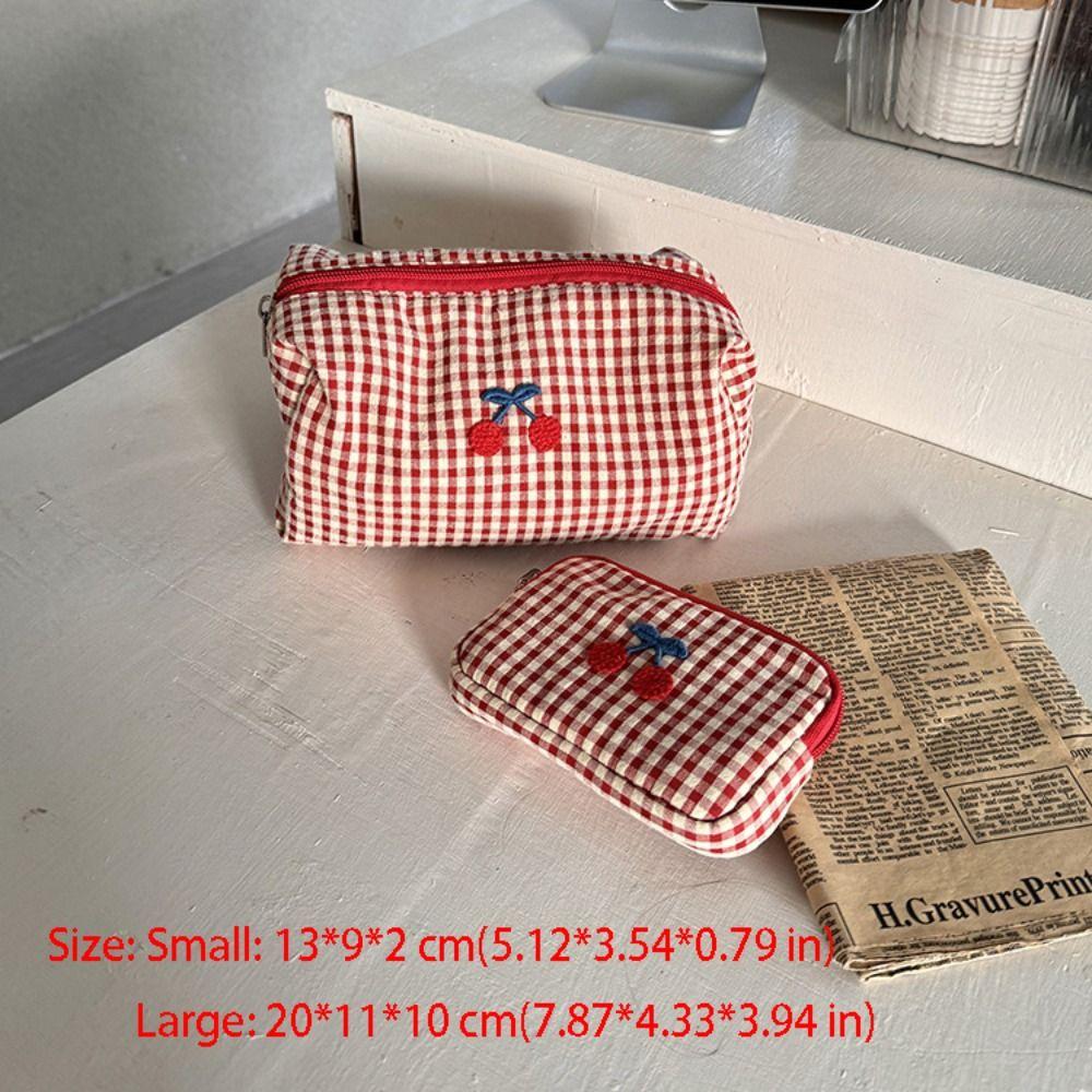 Multifunctional Plaid Makeup Bag Cloth Toiletry Bag Fashion Travel Storage Bag  Unisex