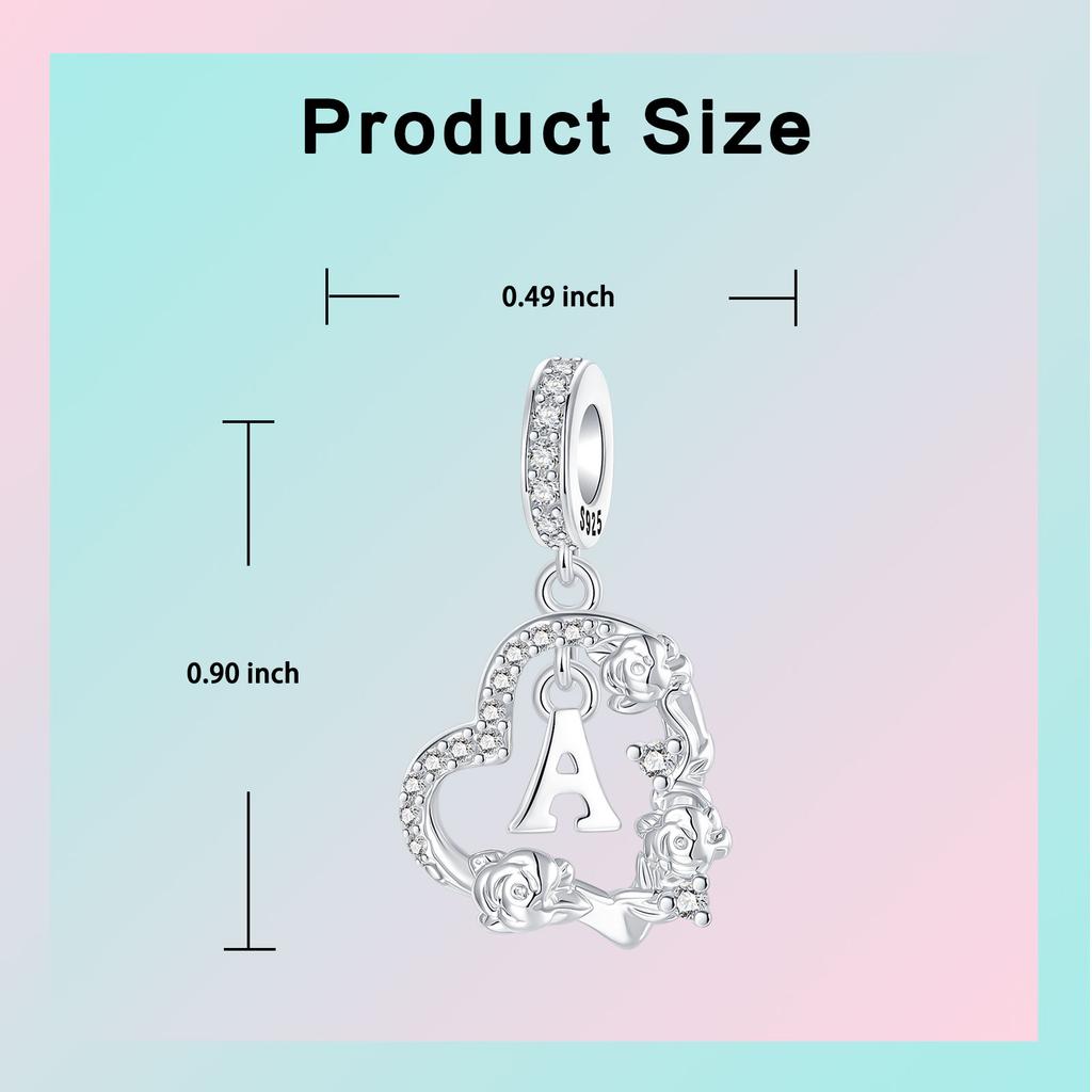 Authentic Original Charm Bead Components Bead Component Copper Metal Inlaid Zirconium Love Rose Letter A Pendant Bead Components Compatible With