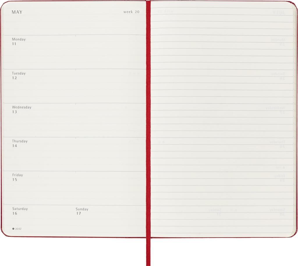 Moleskine 2025 Planner, 18-Month Weekly Diary, July Start, Large Size (13cm x 21cm), Hardcover, Red, DHF218WN3Y26