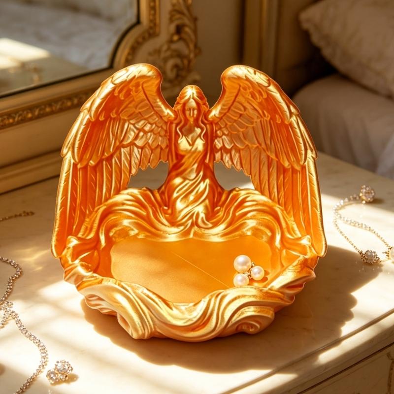 Detailed Angel Wing Shape Decorative Tray Display Plate Suitable for Jewelry Storage and Vanity Table Organization