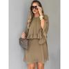 Womens Loose Ruffled Long Sleeve A Line Dress Casual