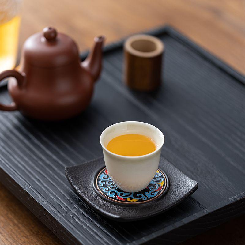 Chinese style tea ceremony accessories, coaster, teacup base Kung Fu tea set retro anti slip and heat-insulating mat, cup holder