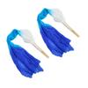 2Pcs 1.5m Artificial Silk Belly Dance Bamboo Fan Tricolor Square Dancing Fan Dance Props White Cyan Blue