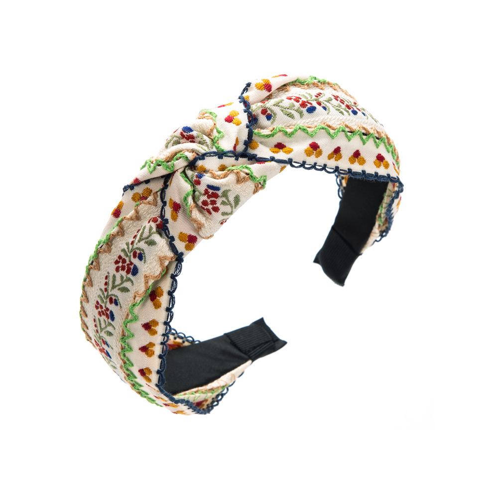 New Style Hairband for Women, Cross-shaped Headband, Embroidered Fabric, Fashionable for Vacation, Pressure Hair Style