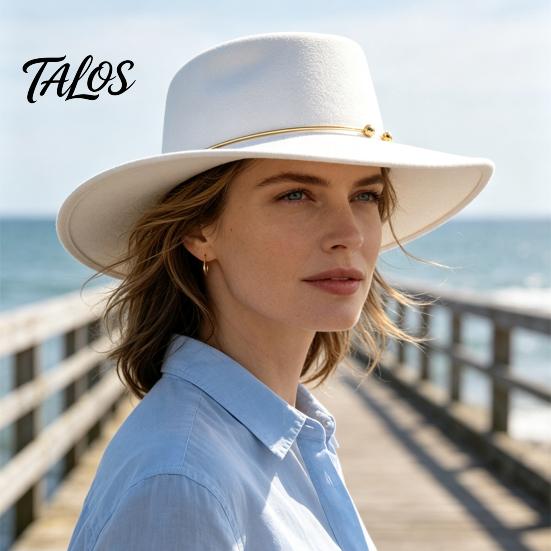 Chapeau Fedora Style Vintage Chapeau Rétro à Sommet Plat, Feutre de Laine Pork Pie Chapeau Melon avec Anneau Métallique pour Robe Décontractée Automne Hiver, Trilby à Large Bord pour Femmes