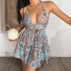 Women's 2026 Summer Bohemian Geometric Print Backless Spaghetti Strap Dress