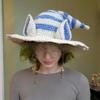 Striped Witch Hat with Rabbit Ears Unique Knit Cap for Halloween Dress Up Costume Cosplay Props Ornament