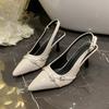 Fashion 2025 Summer New Fashion Women's Sandals Pointed Toe High Heels Sandals Bow Comfortable Patent Leather Women's Shoes Sandalias