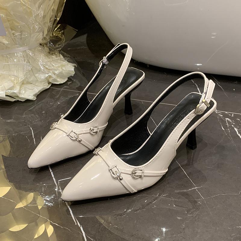 Fashion 2025 Summer New Fashion Women's Sandals Pointed Toe High Heels Sandals Bow Comfortable Patent Leather Women's Shoes Sandalias