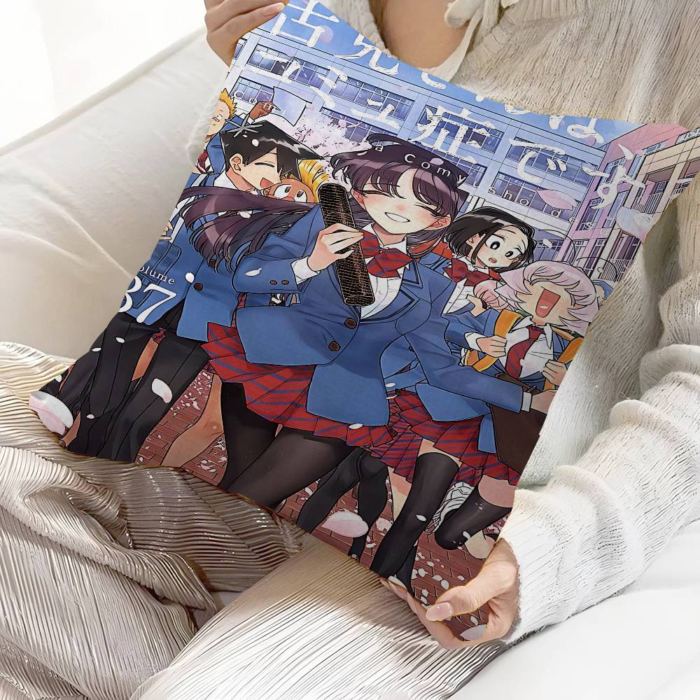 Anime Komi San Can't Communicate Pillow Gifts Home Office Furnishings Bedroom Sofa Car Cushion Cover Case 45x45cm