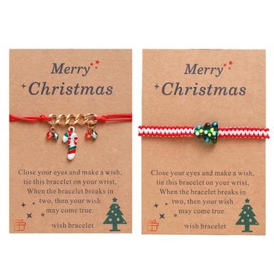 Women Christmas Rope Bracelet Christmas Tree Crutch Pendants Wristband Protections Good Luck Simple Braided Bracelets
