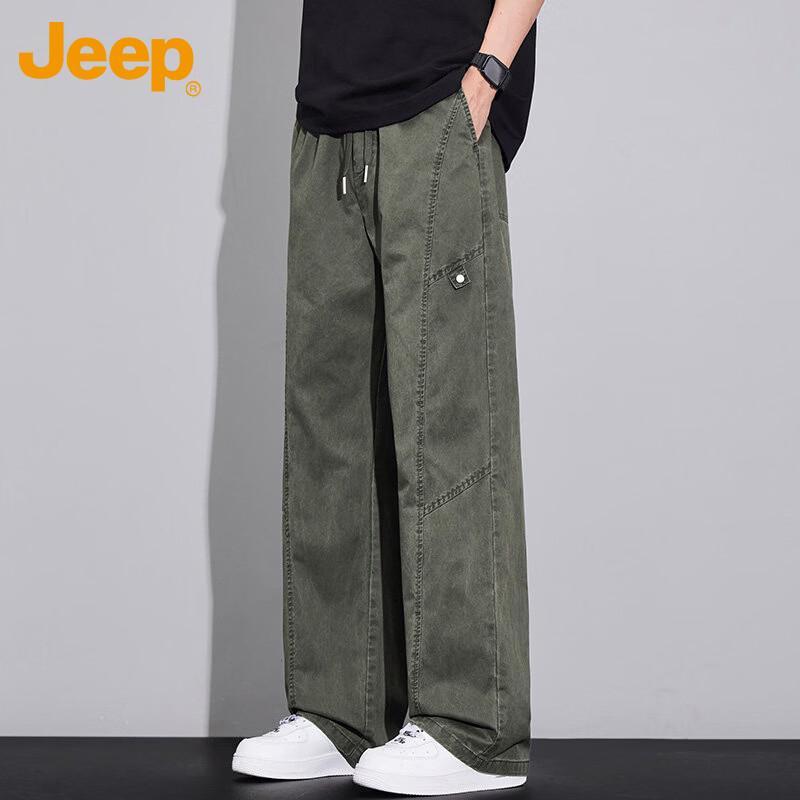 JEEP Men's Pure Cotton Relaxed Fit Straight-Leg Cargo Pants