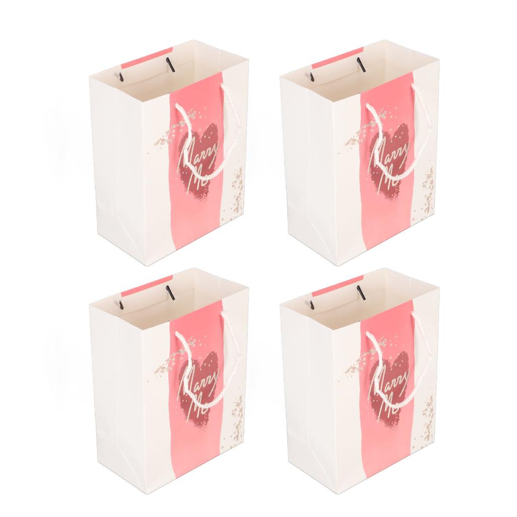 12Pcs Gift Bags Marry Me Heart Pattern Rose Gold Letters Soft Handle Reusable Party Bags for Wedding Engagement