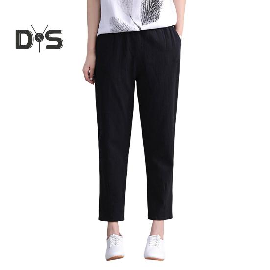 

Женские брюки-шаровары, широкие однотонные длинные брюки с карманами, эластичный пояс, свободные походные брюки 3XL чёрный