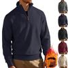 Men's Quarter Zip Pullover Sweater Diamond Jacquard Knit Stand Collar Long Sleeve Casual Sweatshirt For Business & Daily Wear