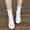 Beige Bow Hollow Flower Lace Socks - Spring/Summer JK Lolita Style