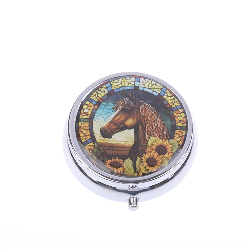 3 Compartments Pill Box Travel Pill Splitters Case Container Vintage Medicines Pillbox With Mirror Drugs Box