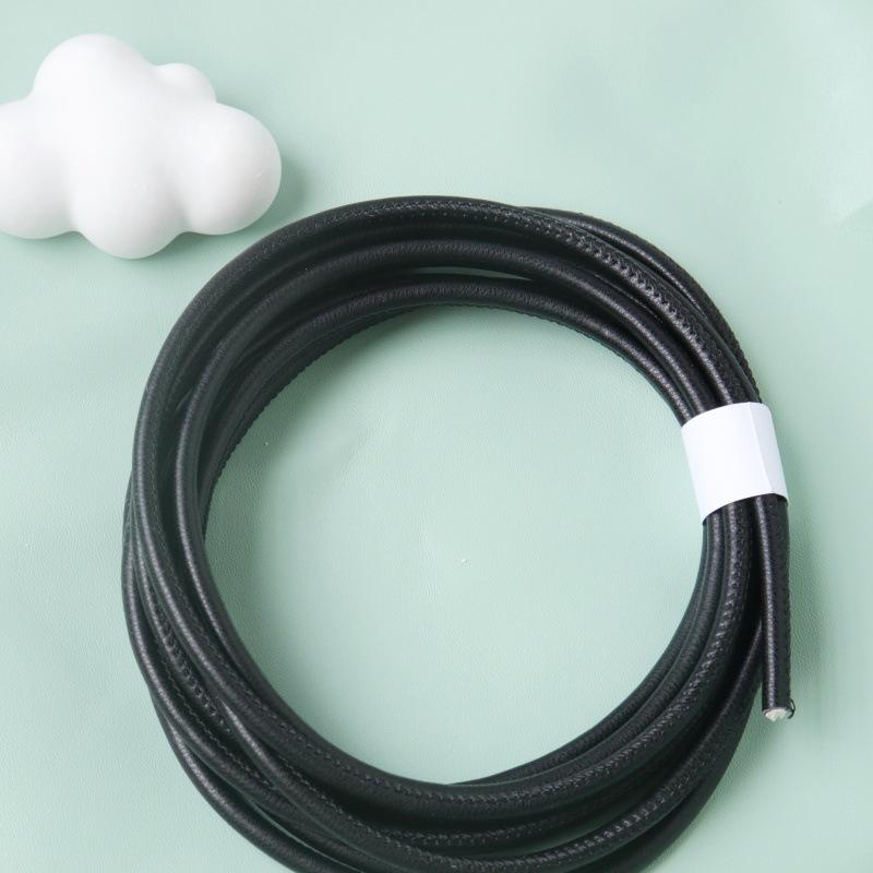 PU Leather Round Handle Strap with Lock Edge Stitching - DIY Traction Weaving Ornament E18