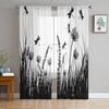 Dragonfly Flowers Sheer Curtain For Living Room Voile For Window Blinds Bedroom Tulle Drape Kitchen Cortinas Hall Curtains