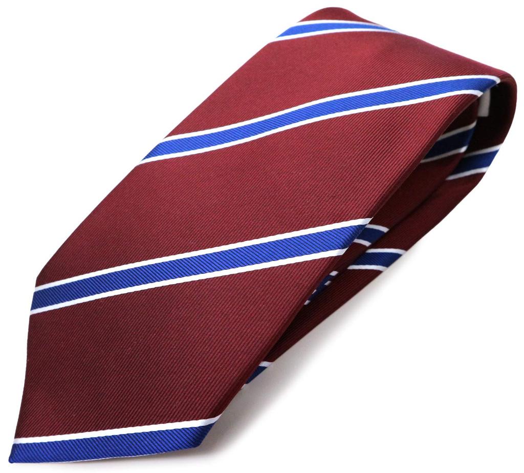 Brand Necktie Made in Japan Silk Jacquard Weave Regimen Stripe [Michiko London] 100% (A Pattern Wine)