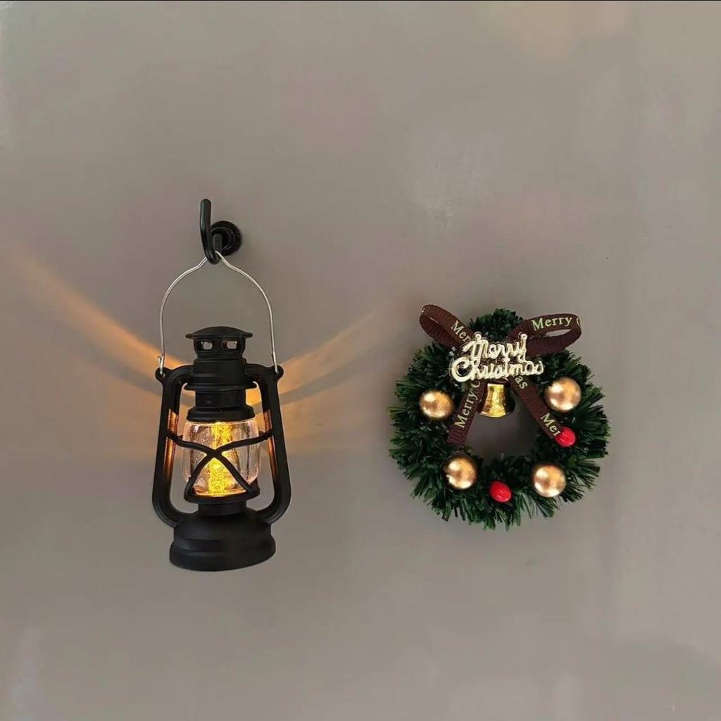 Christmas Decoration~Cute New Ins Style Indoor Magnetic Miniature Simulation Christmas Wreath Christmas Refrigerator Sticker