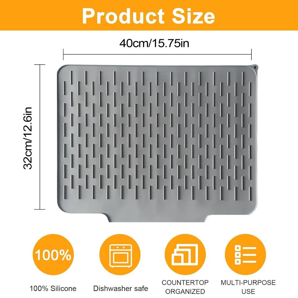 Dish Drying Mat For Counter Kitchen Counter Drying Mat Silicone Non-Slip Tableware Pad Drainage Holder For Bowl Plates Cutlery